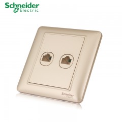 施耐德 开关插座睿意香槟金面板网络网线信息插座开关双电脑插座