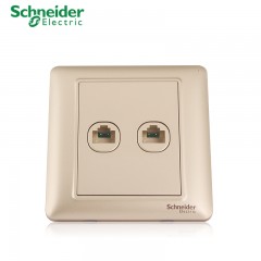 施耐德 开关插座睿意香槟金面板网络网线信息插座开关双电脑插座
