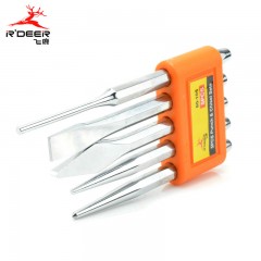 飞鹿 五件套钢凿组套  扁凿 钎头 锥形冲 中心冲 圆柱冲 80-105