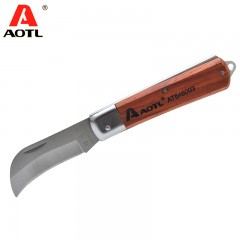 Aotl/澳特利  折叠电工刀 木柄折叠电工刀 直刃电工刀 弯刃电工刀 AT546002/3