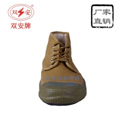 双安 5kv电工绝缘鞋 帆布黄色解放鞋 耐磨劳保鞋工作鞋厂家