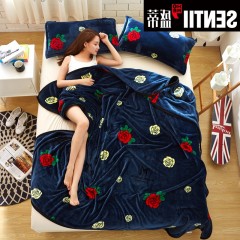 国产 空调毯珊瑚绒毯子加厚冬季法兰绒毛毯床单毛