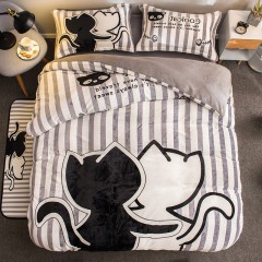 国产 卡通法兰绒四件套加厚保暖珊瑚绒被套单人