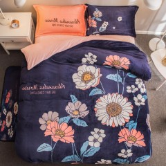 国产 卡通法兰绒四件套加厚保暖珊瑚绒被套单人