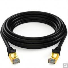 ☆山泽 SAMZHE CAT-7005H 工程级七类CAT7类纯铜镀金双屏蔽超高速网络跳线 成品网线 黑色0.5米