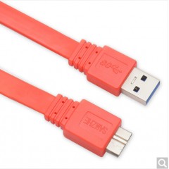 山泽 AP-RD410 高速USB3.0移动硬盘数据线  扁平红色1米