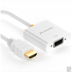 山泽 HDMI转VGA转换器 高清信号转接线  镀金版白色20CM  ZJX-080