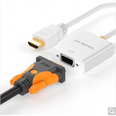 山泽 HDMI转VGA转换器 高清信号转接线  镀金版白色20CM  ZJX-080