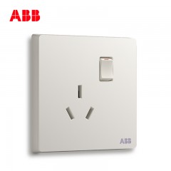 ABB 开关插座无框轩致雅典白86型插座面板16A空调带开关插座AF228