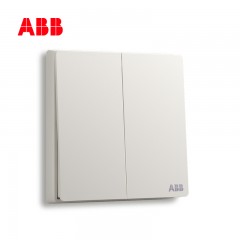 ABB 纯平直边开关插座轩致雅典白色 二位二开双控开关面板AF126L