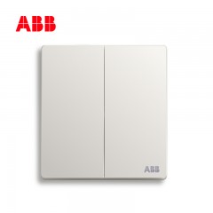 ABB 纯平直边开关插座轩致雅典白色 二位二开双控开关面板AF126L