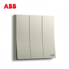 ABB 开关插座面板家用86型墙壁电源三位三开单控轩致银色AF123-CS