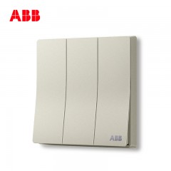 ABB 开关插座面板家用86型墙壁电源三位三开单控轩致银色AF123-CS