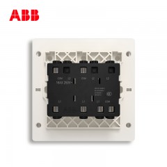 ABB 开关插座面板家用86型墙壁电源三位三开单控轩致银色AF123-CS
