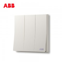 ABB 开关插座面板三开双控16A 轩致无框雅典白色系列三位双控AF121