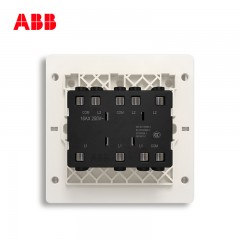 ABB 开关插座面板三开双控16A 轩致无框雅典白色系列三位双控AF121