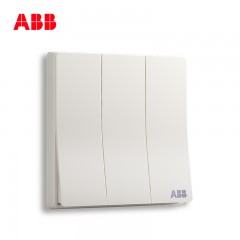 ABB 开关插座面板三开双控16A 轩致无框雅典白色系列三位双控AF121