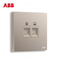 ABB 开关面板家用弱电二位电话电脑插座网络信息轩致金色AF323-PG