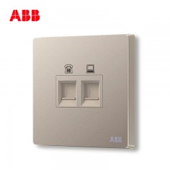 ABB 开关面板家用弱电二位电话电脑插座网络信息轩致金色AF323-PG