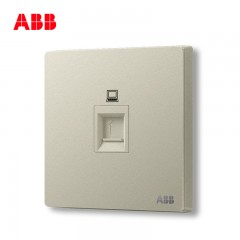 ABB 开关插座 轩致无框 香槟银 一位6类六类电脑网络插座AF333-CS