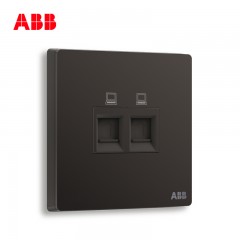 ABB 开关插座 轩致无框 星空黑 二位双电脑网络信息插座AF332-885