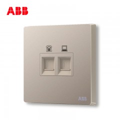 ABB 开关插座 轩致无框朝霞金 二位电话/6类六类电脑插座AF330-PG