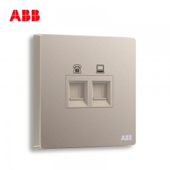 ABB 开关插座 轩致无框朝霞金 二位电话/6类六类电脑插座AF330-PG