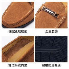 红蜻蜓 豆豆鞋男春季新款真皮懒人鞋 套脚休闲皮鞋