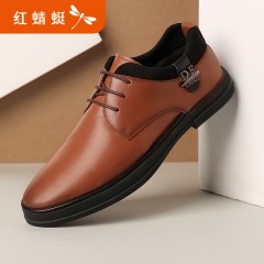 红蜻蜓 男鞋男士皮鞋真皮 商务休闲 年轻系带皮鞋男