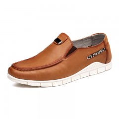 红蜻蜓 真皮男鞋春季新款平跟软底透气休闲皮鞋子男单鞋