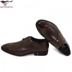 七匹狼 男鞋新款头层牛皮镂空打孔男士商务正装真皮皮鞋子