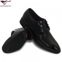 七匹狼 男鞋新款头层牛皮镂空打孔男士商务正装真皮皮鞋子