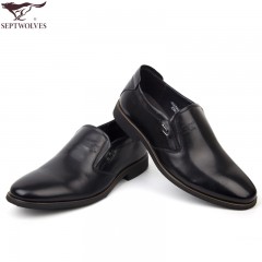七匹狼 男鞋新款头层牛皮男士商务休闲舒适套脚真皮皮鞋