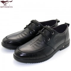 七匹狼 男鞋新款头层牛皮时尚休闲男士系带真皮皮鞋子