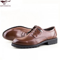 七匹狼 皮鞋秋冬季软头层牛皮大头鞋欧美商务大码男士真皮男鞋
