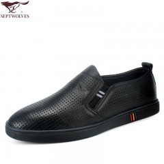 七匹狼 男鞋新款头层牛皮男士夏季镂空透气真皮打孔皮凉鞋子