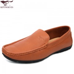 七匹狼 男鞋新款头层牛皮男士软底软面时尚休闲真皮驾车豆豆鞋