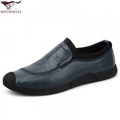 七匹狼 新品男鞋头层牛皮男士休闲时尚耐磨软底男士皮鞋子