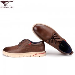 七匹狼 皮鞋新款复古特色头层牛皮男士真皮日常休闲软皮男鞋子