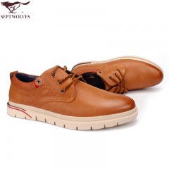 七匹狼 皮鞋新款复古特色头层牛皮男士真皮日常休闲软皮男鞋子