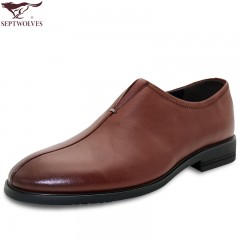 七匹狼 男鞋新款头层牛皮男士时尚春秋套脚正装真皮皮鞋子