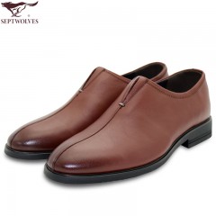 七匹狼 男鞋新款头层牛皮男士时尚春秋套脚正装真皮皮鞋子