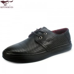 七匹狼 皮凉鞋新款夏季打孔头层牛皮透气男士真皮男鞋镂空皮鞋子