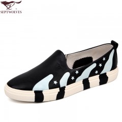 七匹狼 男鞋优质头层牛皮男士真皮时尚板鞋套脚休闲皮鞋子