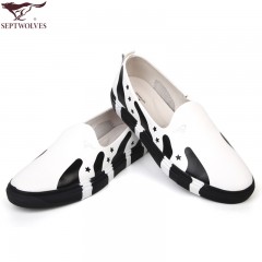 七匹狼 男鞋优质头层牛皮男士真皮时尚板鞋套脚休闲皮鞋子