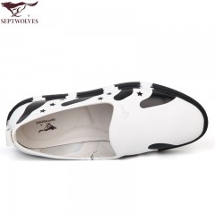 七匹狼 男鞋优质头层牛皮男士真皮时尚板鞋套脚休闲皮鞋子