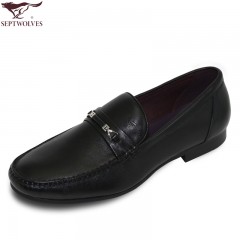 七匹狼 男鞋新款头层牛皮男士时尚日常休闲套脚真皮皮鞋子
