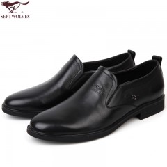 七匹狼 男鞋新款头层牛皮男士套脚商务正装软皮软底真皮皮鞋子