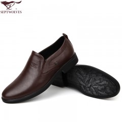 七匹狼 男鞋新款头层牛皮男士套脚商务正装软皮软底真皮皮鞋子