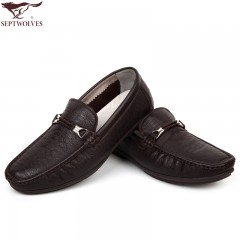 七匹狼 男鞋鹿皮柔软舒适男士时尚休闲软底软面棕色真皮皮鞋子